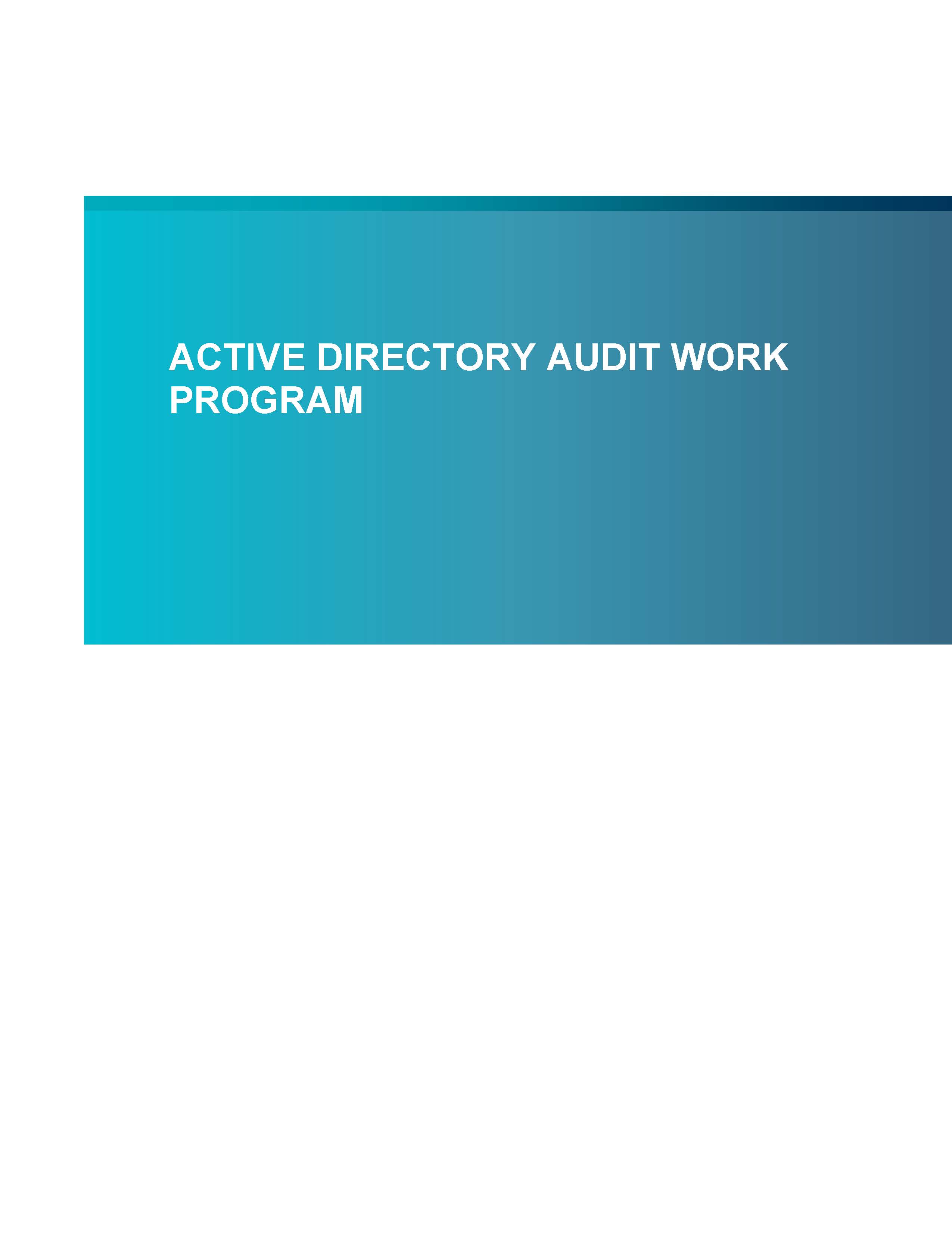 Active Directory Audit Work Program KnowledgeLeader